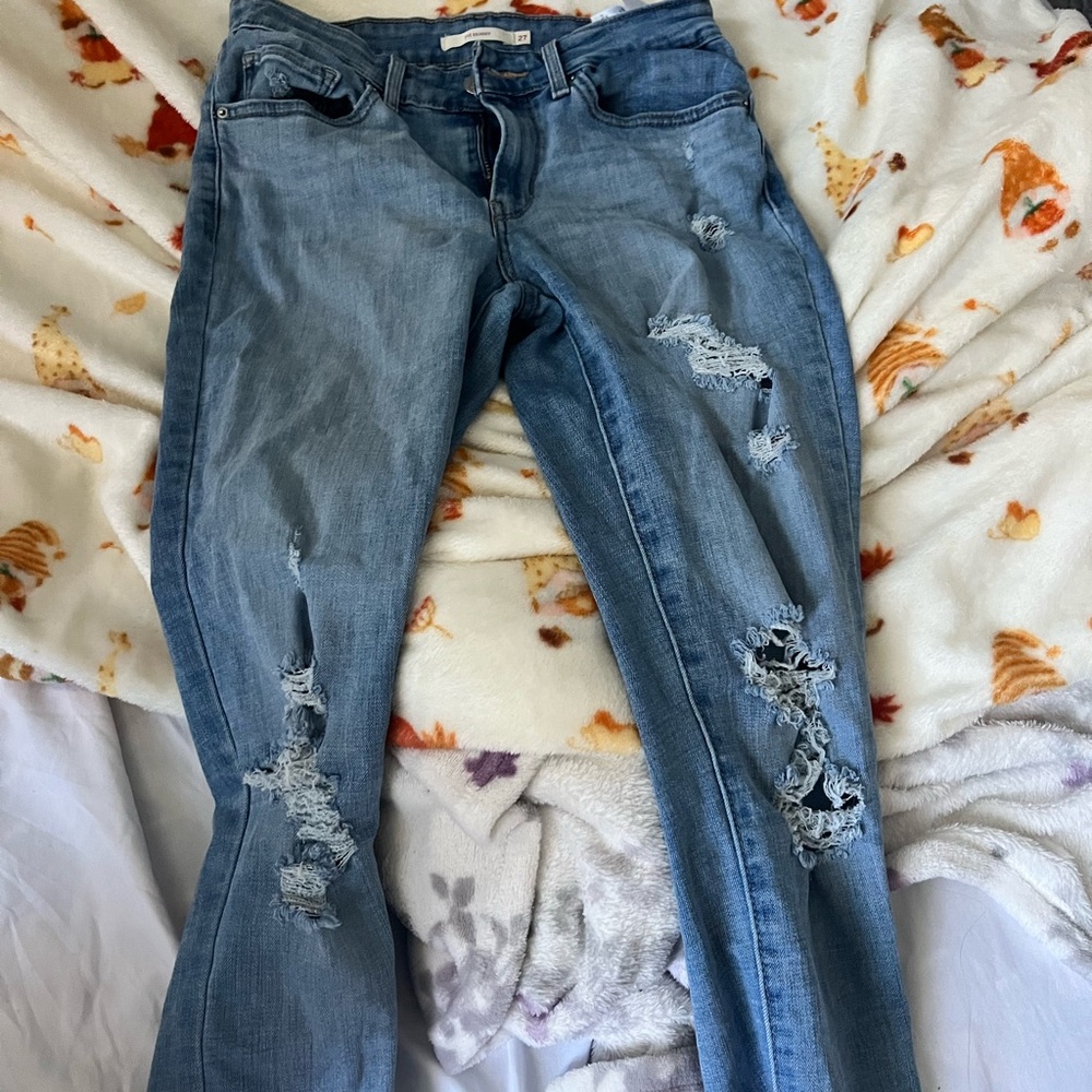 Signature by Levi Strauss Light Blue Distressed Skinny Jeans